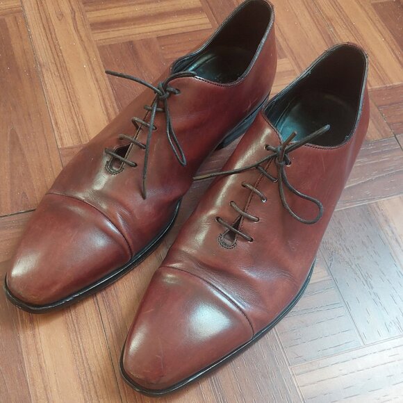 Hugo Boss Men’s Italian Leather Dark Brown Lace-Up Dress Shoes – Size 9 - Picture 1 of 7